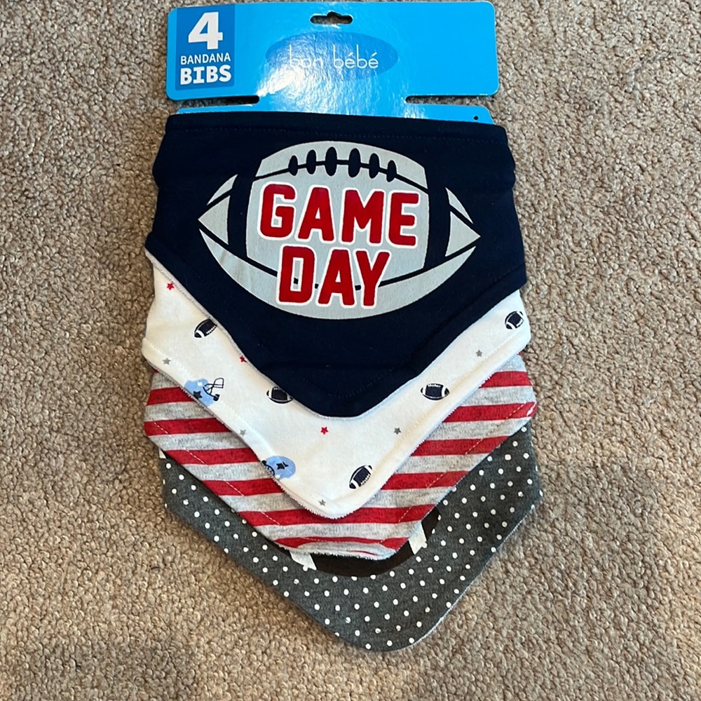 4 Bandana Bibs, Brand New.